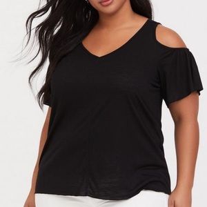 Black Cold Shoulder Tee